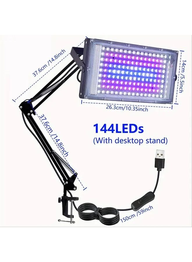 96LEDs Full Spectrum Pink Grow Light For Indoor Plants With Adjustable Stand - Image 3